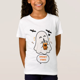 Camiseta Spooky Vibes Halloween Fantasma Bebiendo Jugo de N