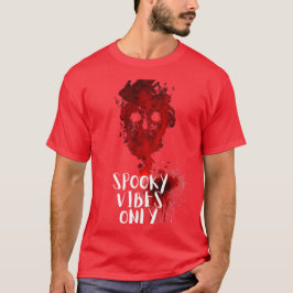Camiseta Spooky Vibes Only Red Smoke Skull Halloween Tshirt
