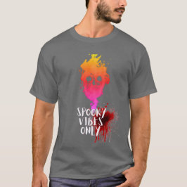 Camiseta Spooky Vibes Only Red Smoke Skull Halloween Tshirt