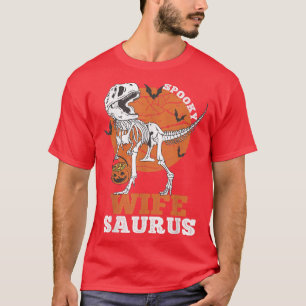 Camiseta Spooky Wife Saurus Dinosaur Skeleton T re Pumpkin