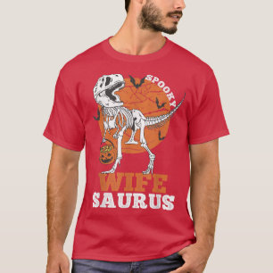 Camiseta Spooky Wife Saurus Dinosaur Skeleton T rex Pumpkin