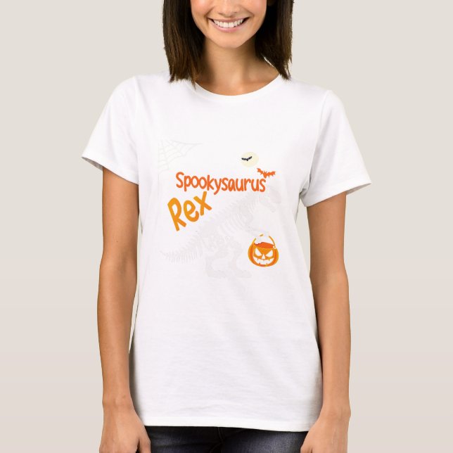 Camiseta Spookysaurus Rex Halloween T-Rex Skeleton | Mujer (Anverso)