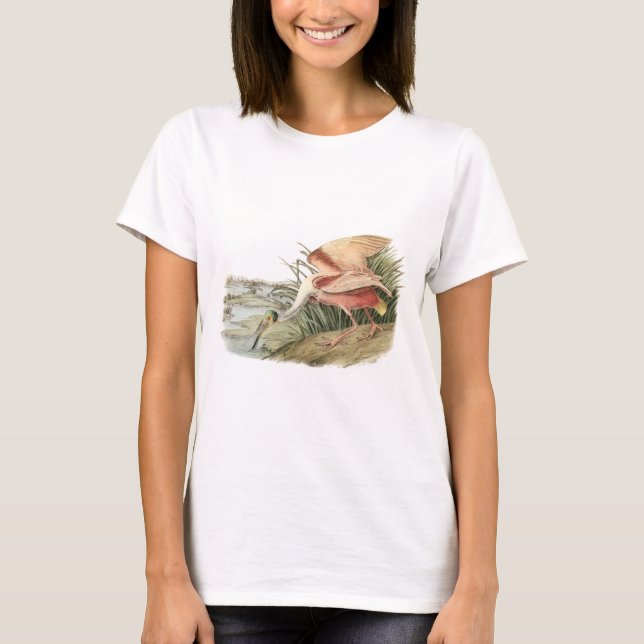 Camiseta Spoonbill rosado por Audubon (Anverso)