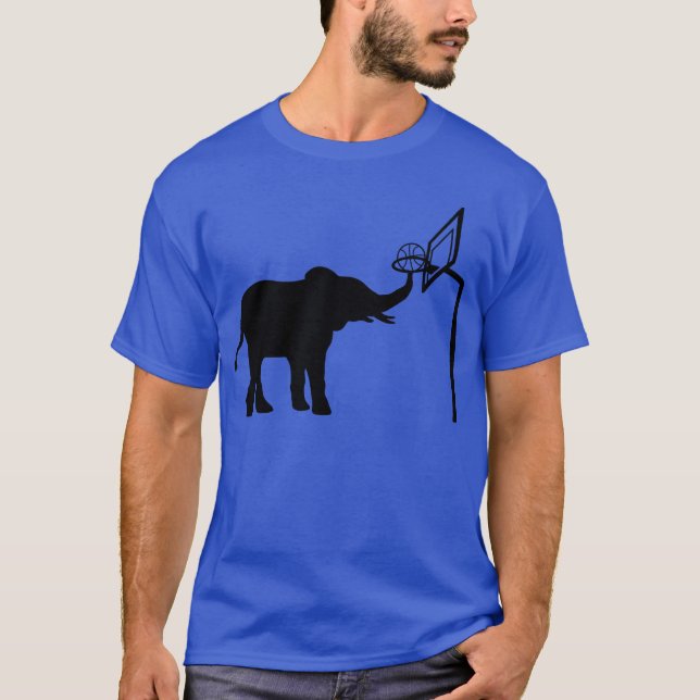 Camiseta sport basketball playing elephant funny retro (Anverso)