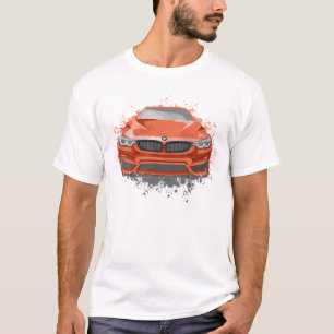 Camiseta Sports Car Illustration in Red Color