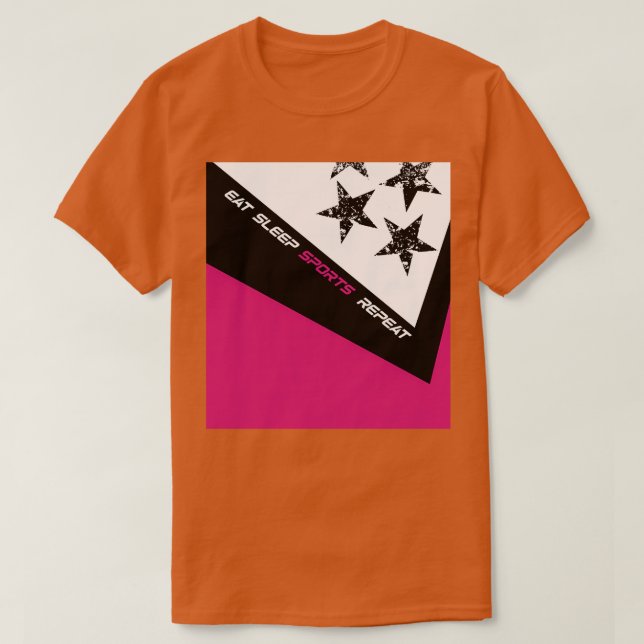 Camiseta Sports in mauve amp black stars design (Diseño del anverso)