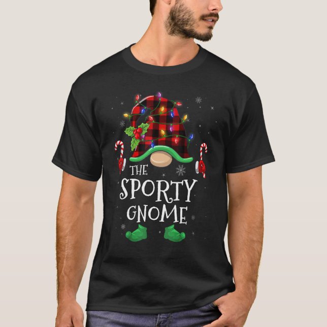Camiseta Sporty Gnome Buffalo Plaid Matching Family Christm (Anverso)