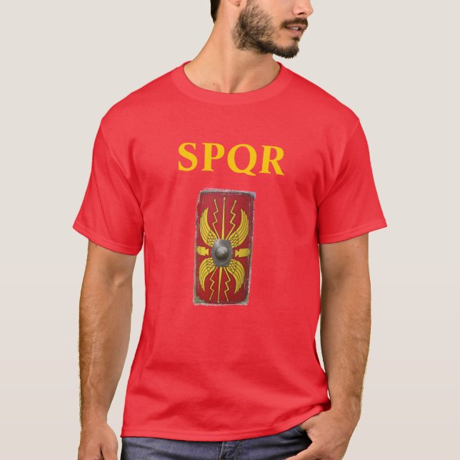 Camiseta SPQR - Scutum - rojo y oro (Anverso)