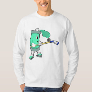Camiseta spray de hielo en hockey sobre hielo con bastón de