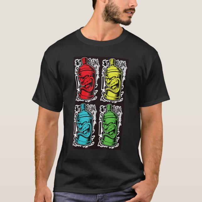 Camiseta Spray Paint Cans Street Retro Graffiti 80's Old Sk (Anverso)