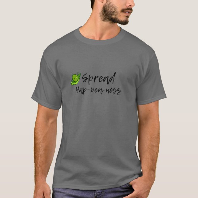 Camiseta Spread Hap-Pea-Ness - Funny Vegan - Pun vegetal (Anverso)
