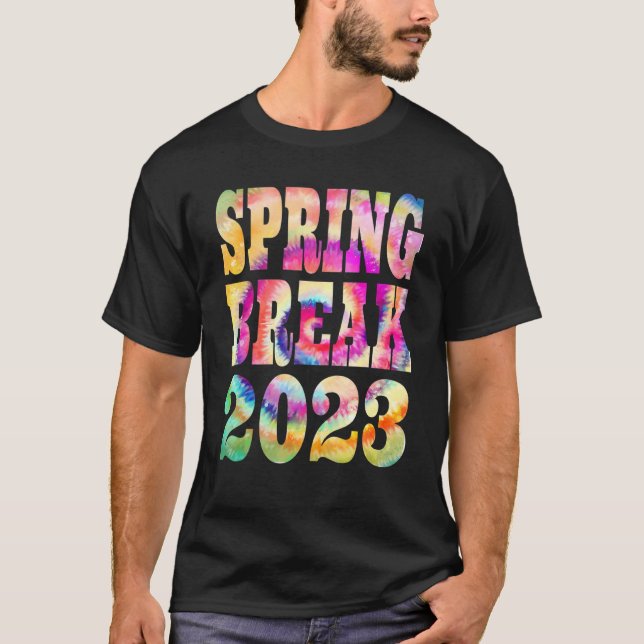 Camiseta Spring Break 2023  Groovy Tie Dye Matching Family  (Anverso)