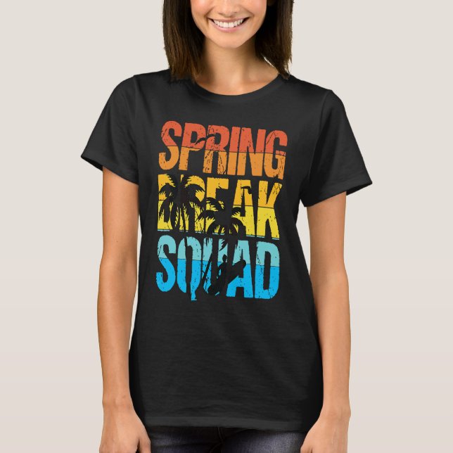 Camiseta Spring Break Squad Beach Surfer Palm Tree Artwork (Anverso)