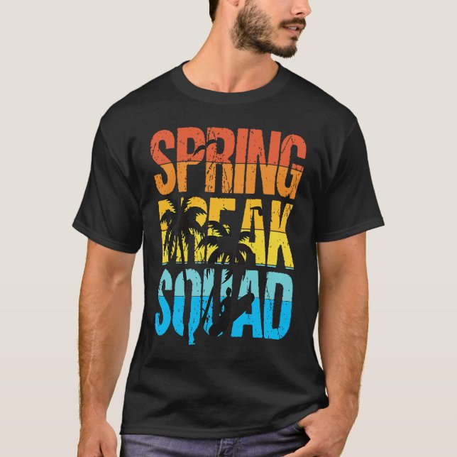 Camiseta Spring Break Squad Beach Surfer Palm Tree Artwork (Anverso)