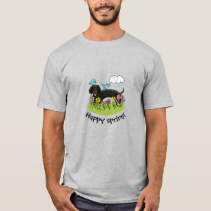 Camiseta Spring Dachshund Dog Dachsie (negro y marrón) Cute
