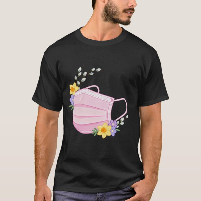 Camiseta Spring Floral Medical Mask Illustration (Anverso)