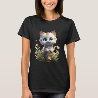 Camiseta Spring Garden Kitten Flower Cat Girl Floral Blosso