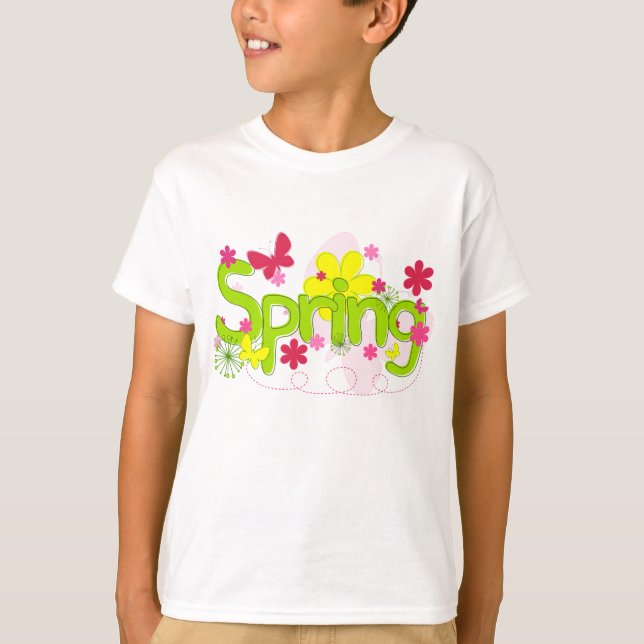 Camiseta Spring Garden Typography Flowers Butterflies (Anverso)