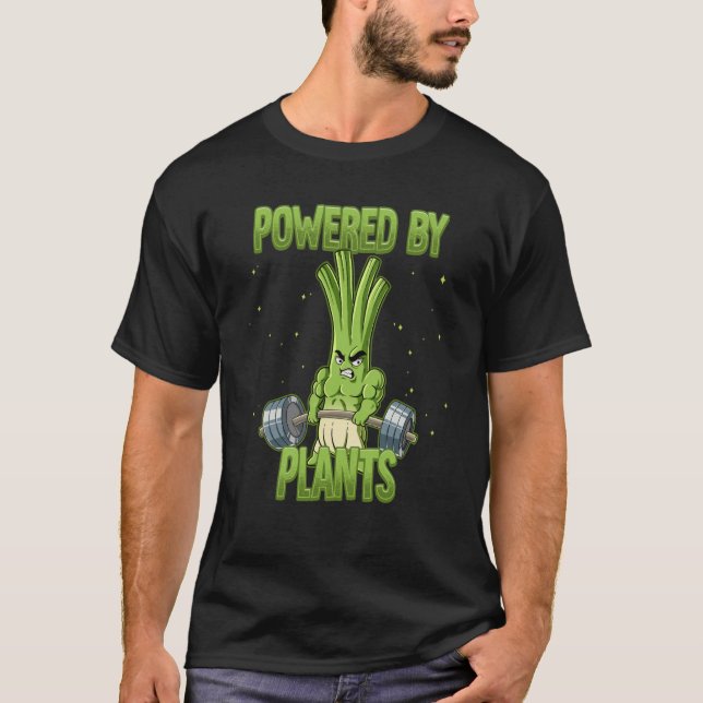 Camiseta Spring Onion Gym Weight Training Powered By Plants (Anverso)