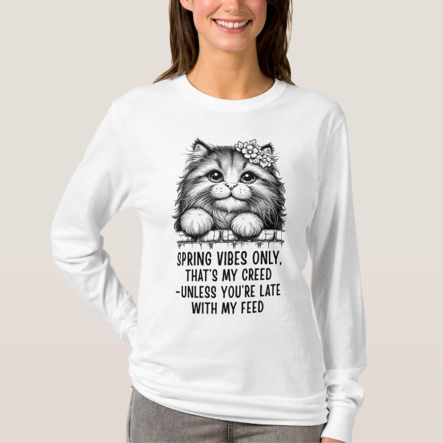 Camiseta Spring Vibes Only - Funny Cat Lover (Anverso)