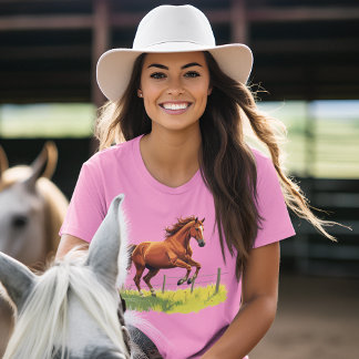 Camiseta Springender Gaul am Weidezaun - Pferde Design