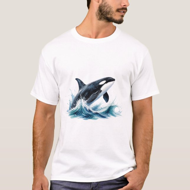 Camiseta Springender Orca Im Wellenspritzer (Anverso)