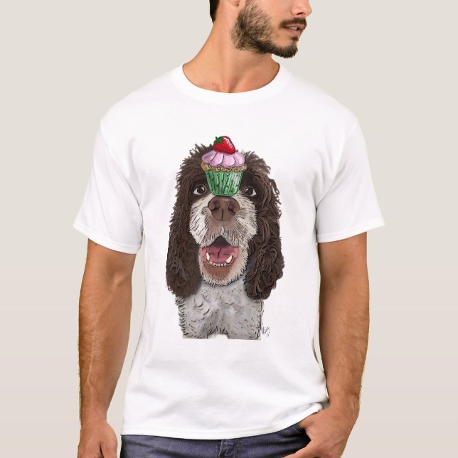 Camiseta Springer Spaniel con Cupcake (Anverso)