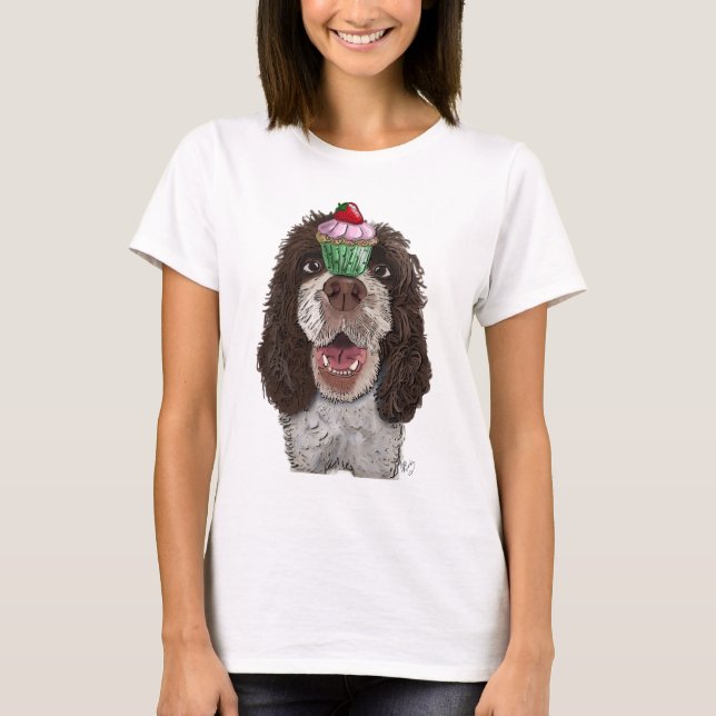 Camiseta Springer Spaniel con Cupcake (Anverso)