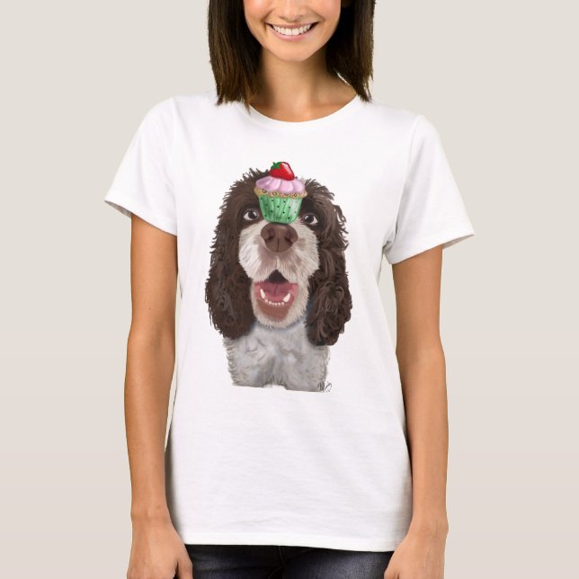 Camiseta Springer Spaniel con Cupcake 2 (Anverso)