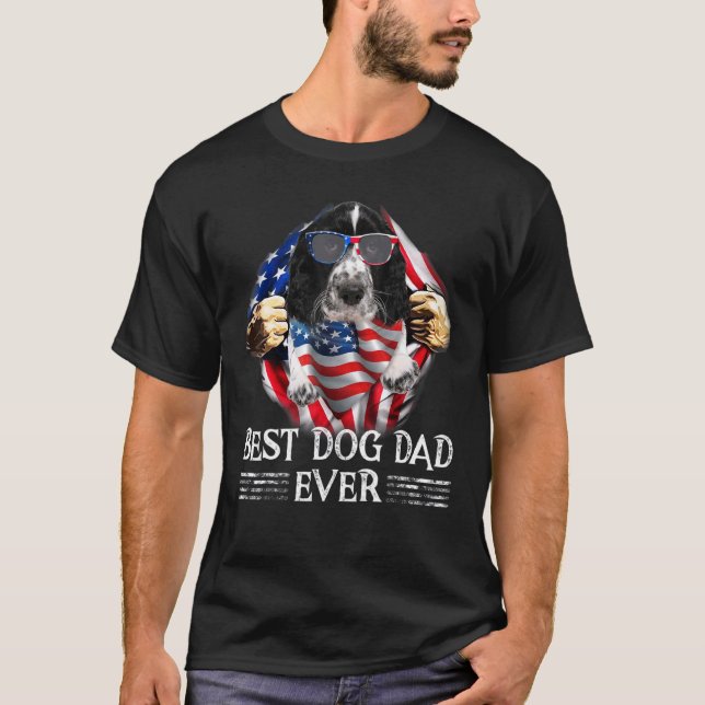 Camiseta Springer Spaniel Dad Bandera Estadounidense 4 De J (Anverso)