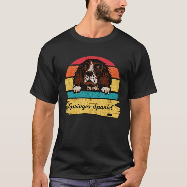 Camiseta Springer Spaniel estilo retro del perro (Anverso)