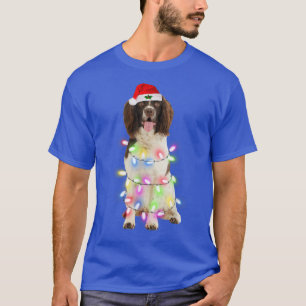 Camiseta Springer Spaniel perro Santa Christmas Tree Lights