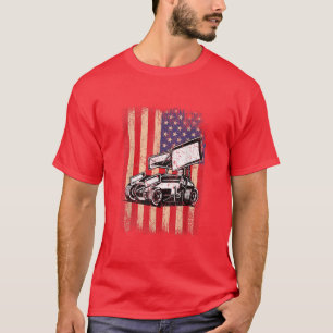 Camiseta Sprint Car Dirt Track Carreras EEUU Flag Veterans 