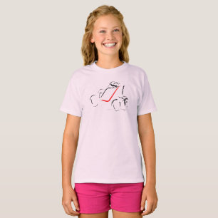 Camiseta Sprintcar 01 Negro y Rojo sobre Rosa Pálido