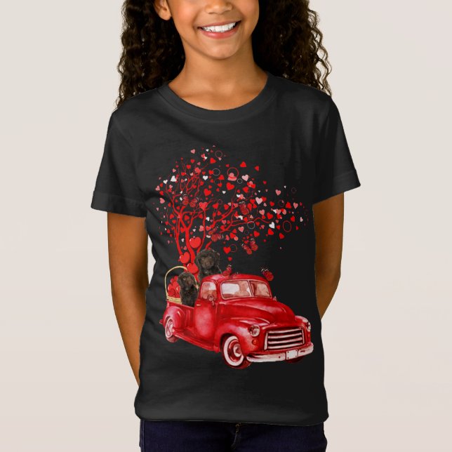 Camiseta Sproodle Riding Red Truck Valentine Butterfly Hear (Anverso)