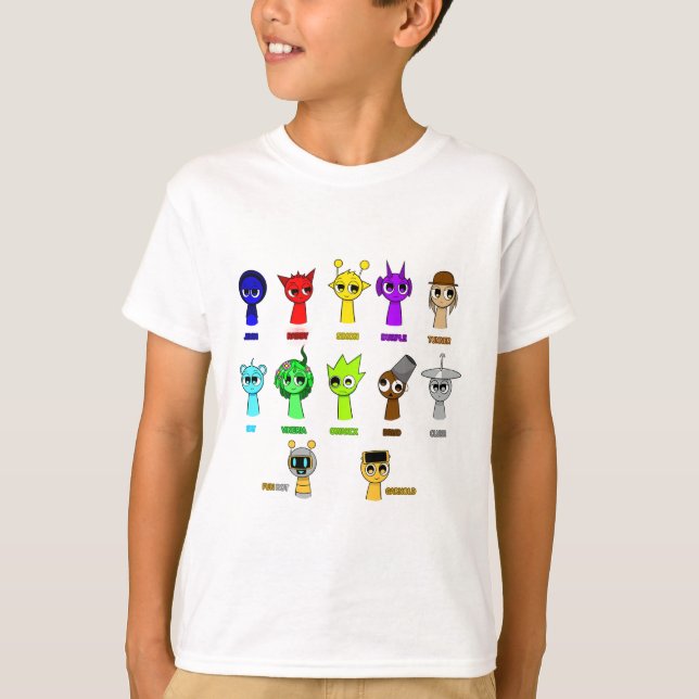 Camiseta Sprunki - Simon Oren Funbot Pinki Wenda Jevin (Anverso)