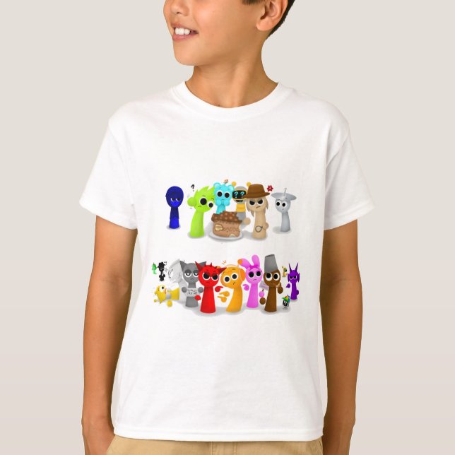Camiseta Sprunki Sprunky Simon Oren Funbot Pinki Wend en 3D (Anverso)