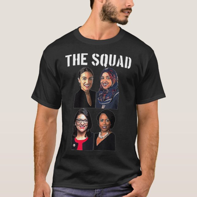 Camiseta Squad AOC Ocasio Ilhan Omar Tlaib Pressley Green N (Anverso)