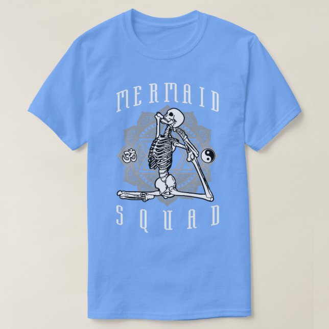 Camiseta Squad de sirenas de yoga Pose Skeleton Anahata Sym (Diseño del anverso)