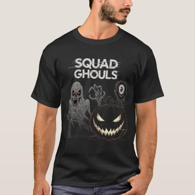 Camiseta Squad Ghouls Glitch Horror Halloween (Anverso)