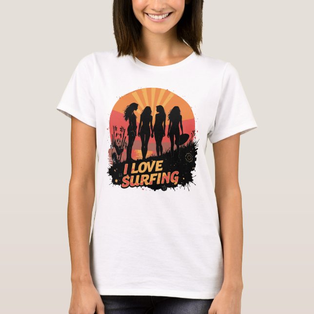 Camiseta Squad Girls Ilove Surfing Island Cute Sea (Anverso)