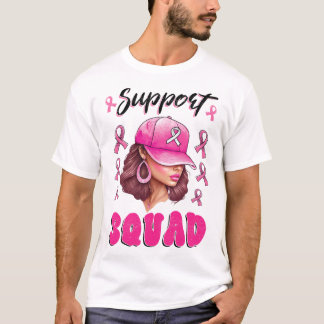Camiseta Squad Messy Bun Guerrero Rosa Cáncer de Mama
