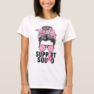 Camiseta Squad Messy Bun Guerrero Rosa Cáncer de Mama