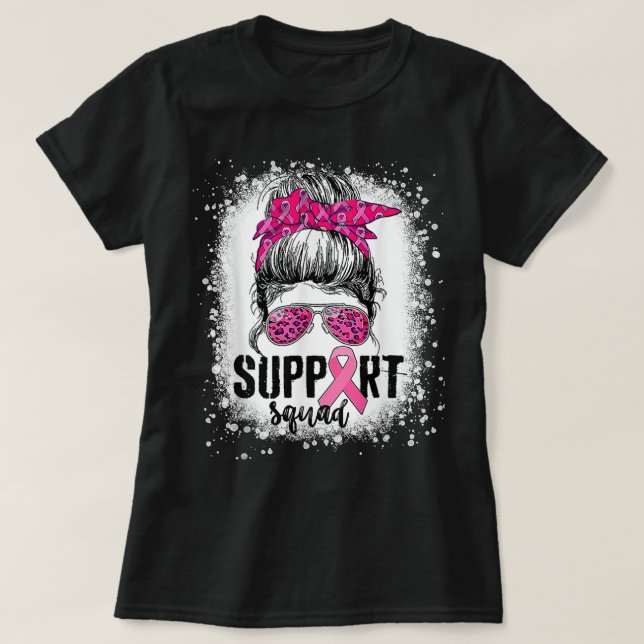Camiseta Squad Messy Bun Guerrero Rosa Cáncer de Mama (Diseño del anverso)