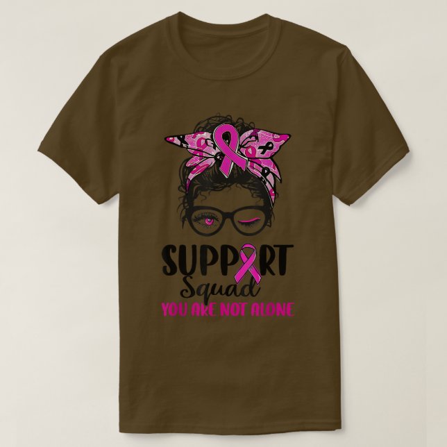 Camiseta Squad Messy Bun Guerrero Rosa Cáncer de Mama (Diseño del anverso)