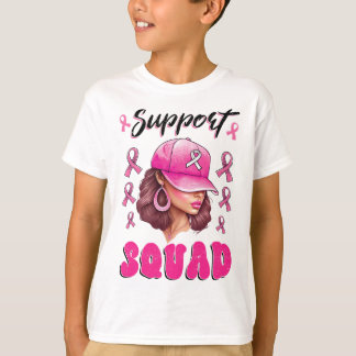 Camiseta Squad Messy Bun Guerrero Rosa Cáncer de Mama