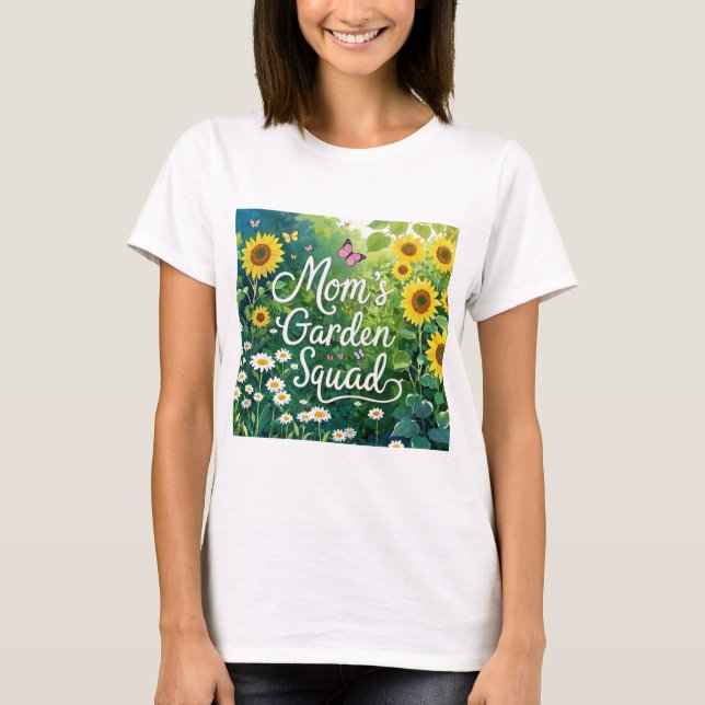 Camiseta Squad_Sunflower de jardín de mamá hace mariposas (Anverso)