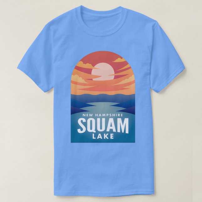 Camiseta Squam Lake NH Retro Sunset  (Diseño del anverso)