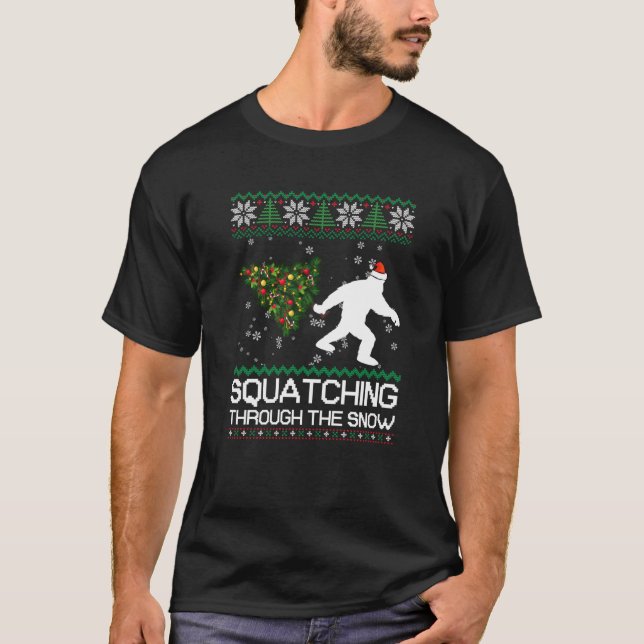 Camiseta Squatching A Través De Sasquat, Un Navidad Feo De  (Anverso)