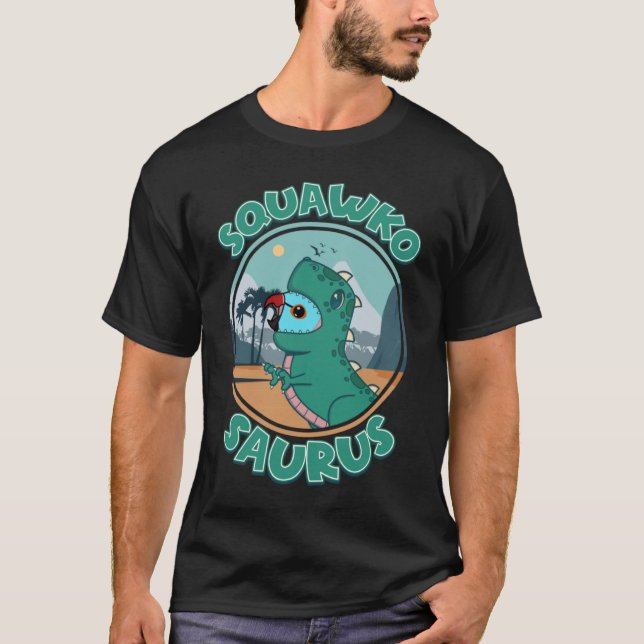 Camiseta Squawkosaurus Rex Parrot I Blue Indian Ringneck (Anverso)